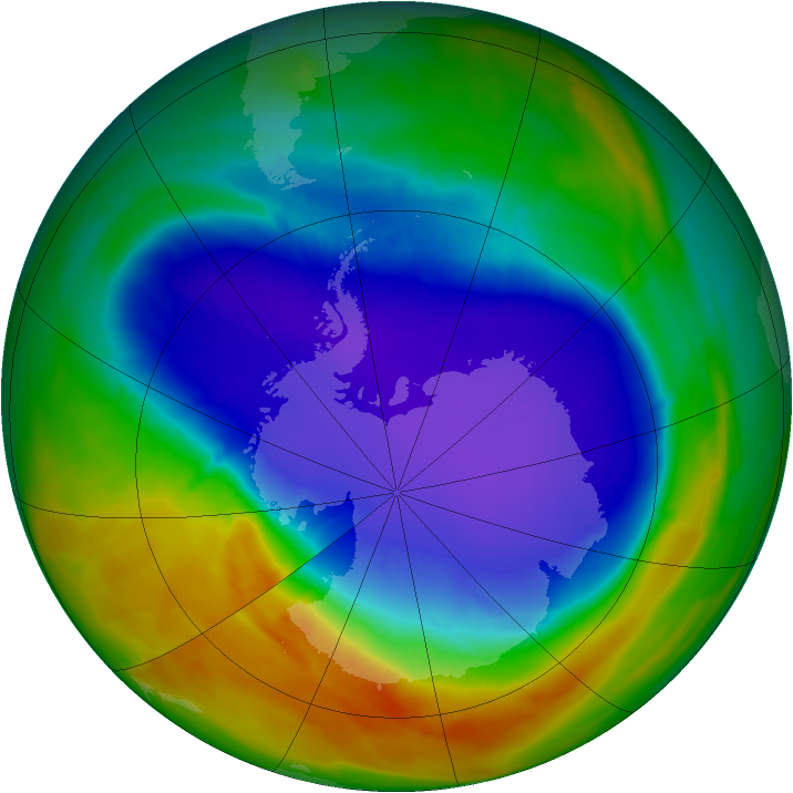 Antarctic ozone map for 05 October 2014